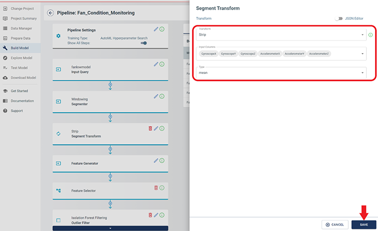 Selecting the Type of Segment Transform