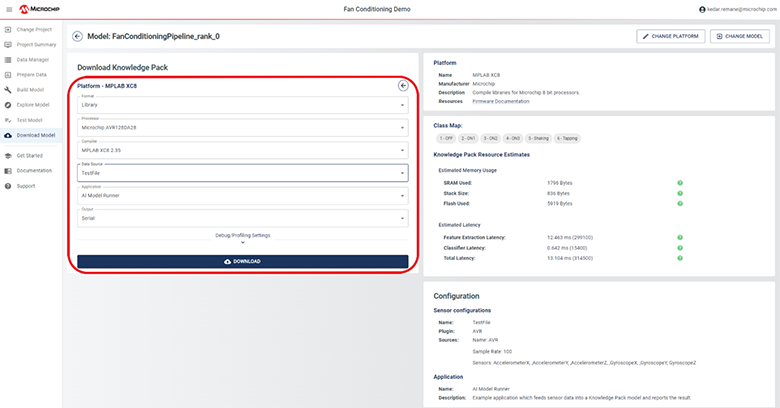 Selecting the Parameters for Downloading the Model