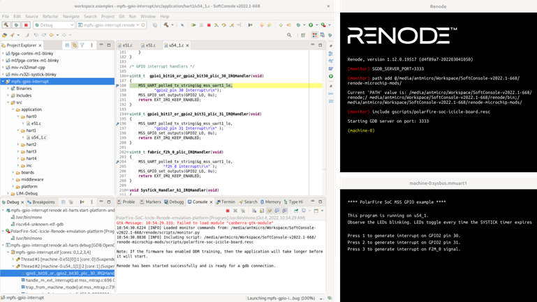 Renode Integration with Microchip SoftConsole